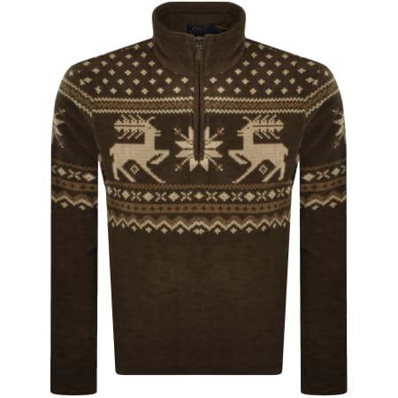 Ralph Lauren Half Zip Sweatshirt Brown | Mainline Menswear ca